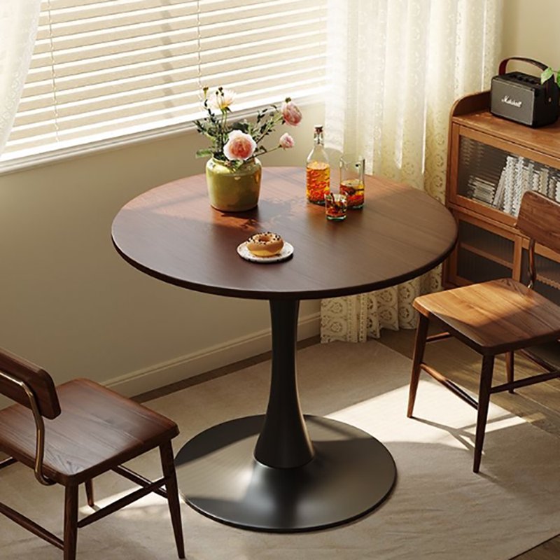 23.6" Round Dining Table - Compact Wood Table for 2, Walnut