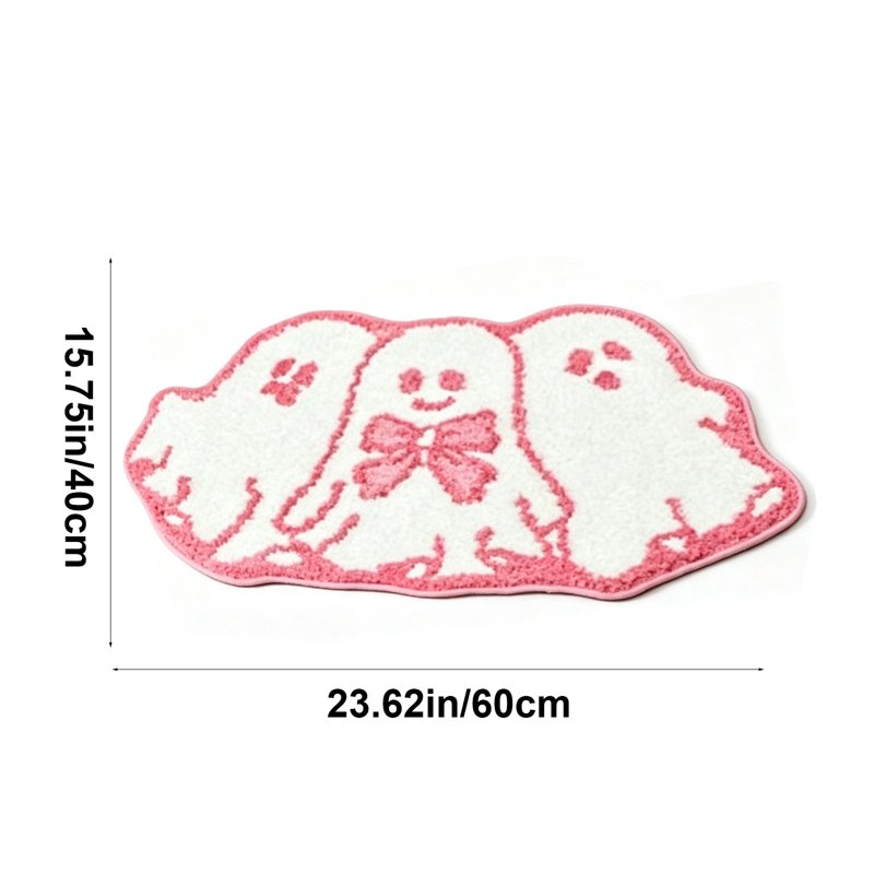 Halloween Ghost Door Mat 24x16 Inch Non-Slip Entryway Rug - Black+White Ghost Variation