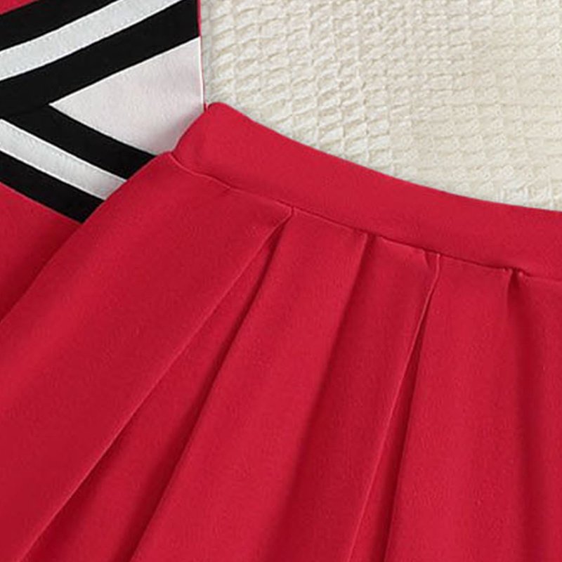 Toddler Girl Cheerleader Outfit Set with Shirt and Skirt - Red, 2-3 Years