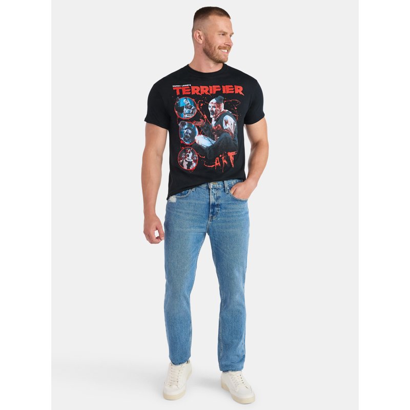 Men's and Big Men's Graphic T-Shirt - Short Sleeve Halloween Horror Tee - Black XL