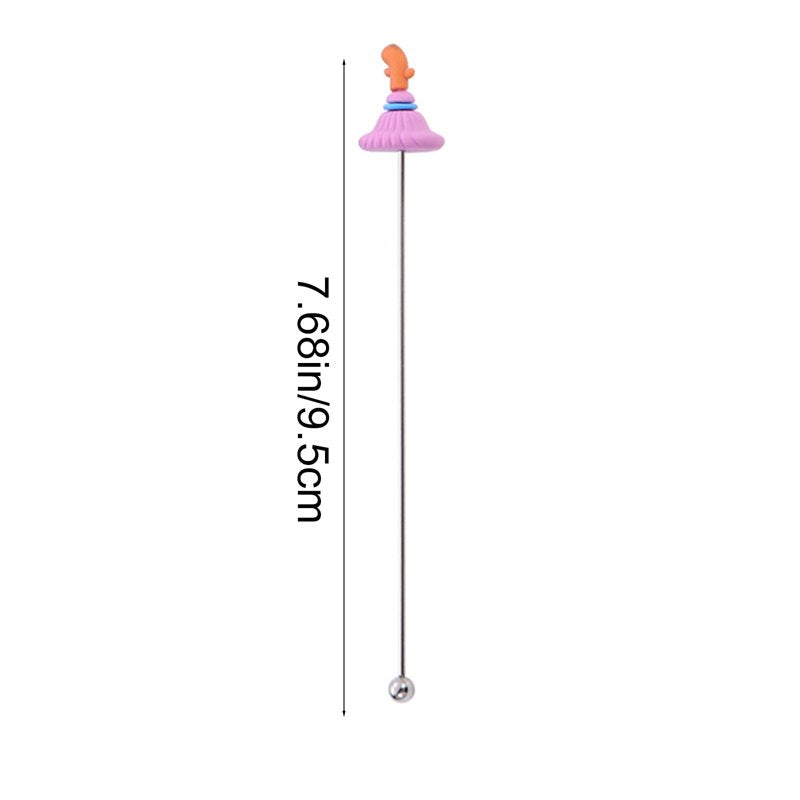Halloween Pink Stainless Steel Cocktail Mixing Spoon with Ghost & Witch Hat Designs