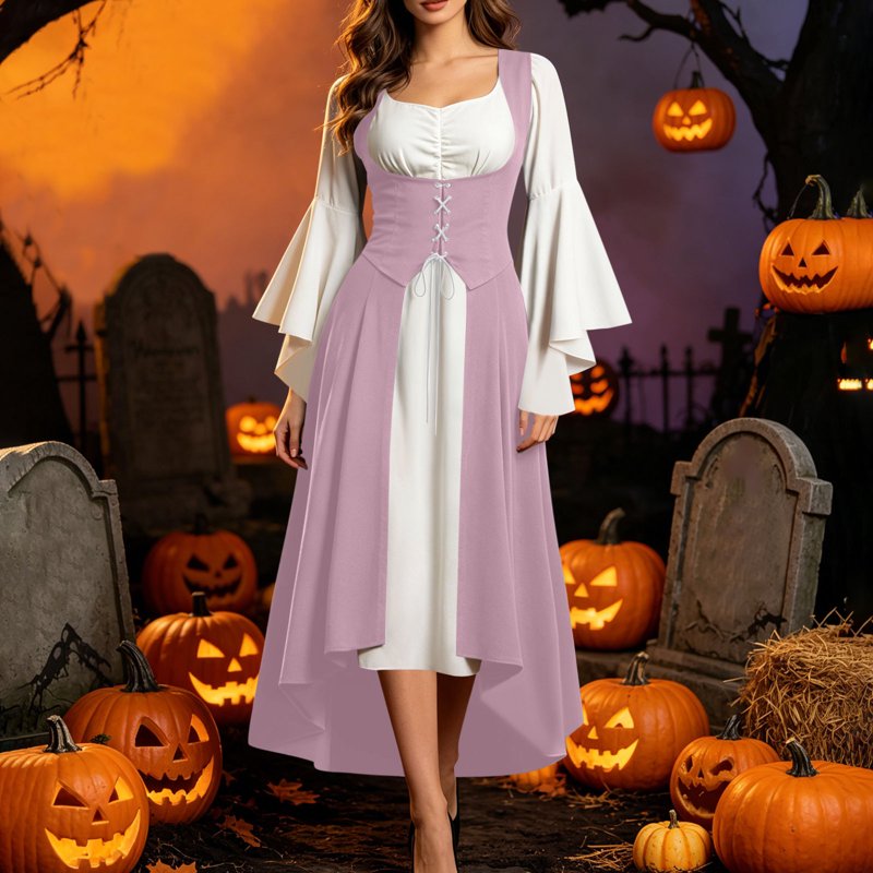 Pink Gothic Medieval Renaissance Costume Dress for Women - XXL