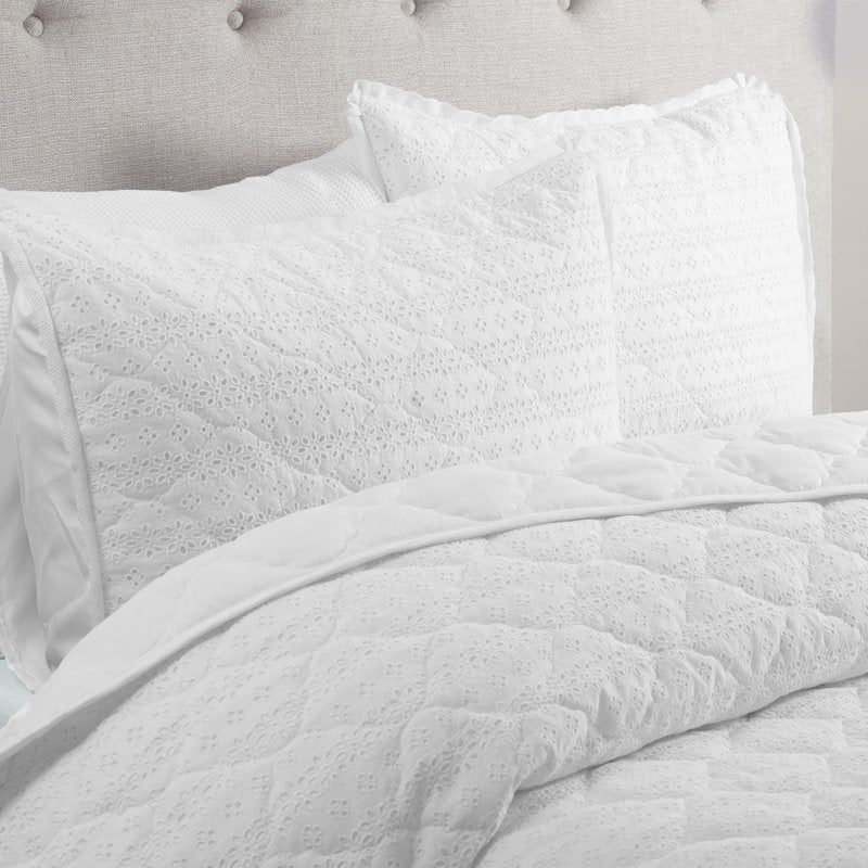 The Pioneer Woman Claire Lace Eyelet Quilt King Bleached Linen - Heirloom-Inspired Bedspread