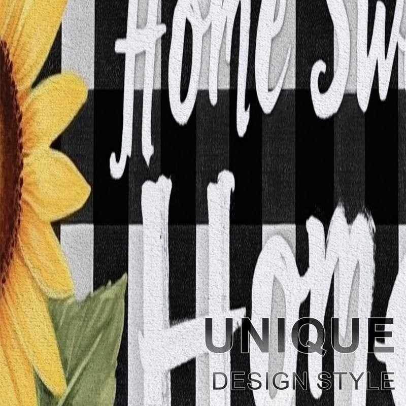 Kitchen Rug Set with Non-Slip Backing - Sunflower Black & White Grid, 19.7"x31.5" - Washable Flannel Mat for Kitchen & Entryway
