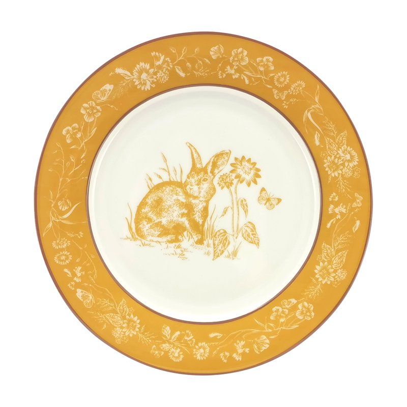 Multi-Color Ceramic Appetizer Plates - 4 Pack with Bunny Design