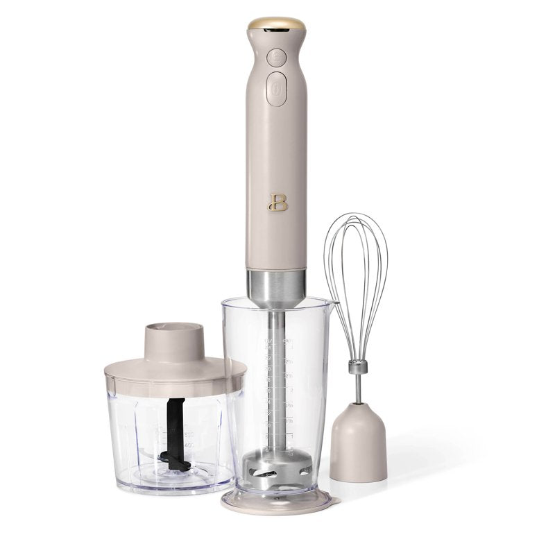Cordless Immersion Blender with Chopper, Whisk & Cup - Porcini Taupe