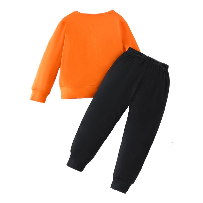 Toddler Boys Skeleton Halloween Outfit Set - Long Sleeve Tops & Pants, Size 6-7 Years, Orange Z15-15