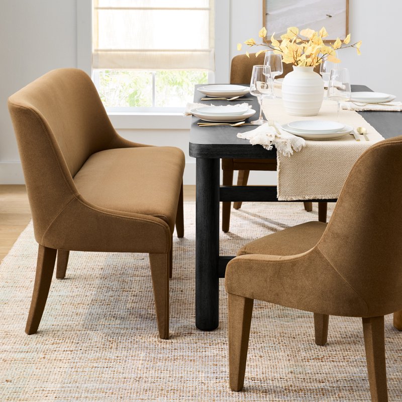 Upholstered Dining Bench - Tobacco - Modern Windsor Design