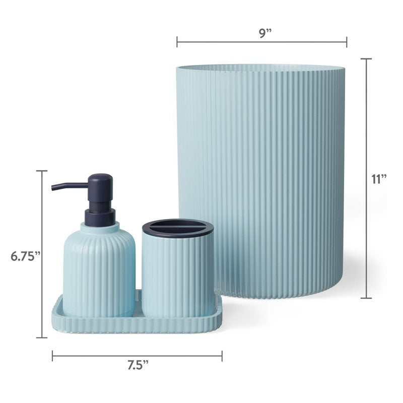Mainstays Kids Bath Accessory Set Blue - 4 Pieces Kids Bathroom Organizer