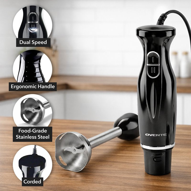 Electric Hand Blender 300W with Stainless Steel Blades - Black