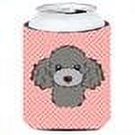 Pink Silver Gray Poodle Can Cooler - 12 Ounce Beverage Hugger