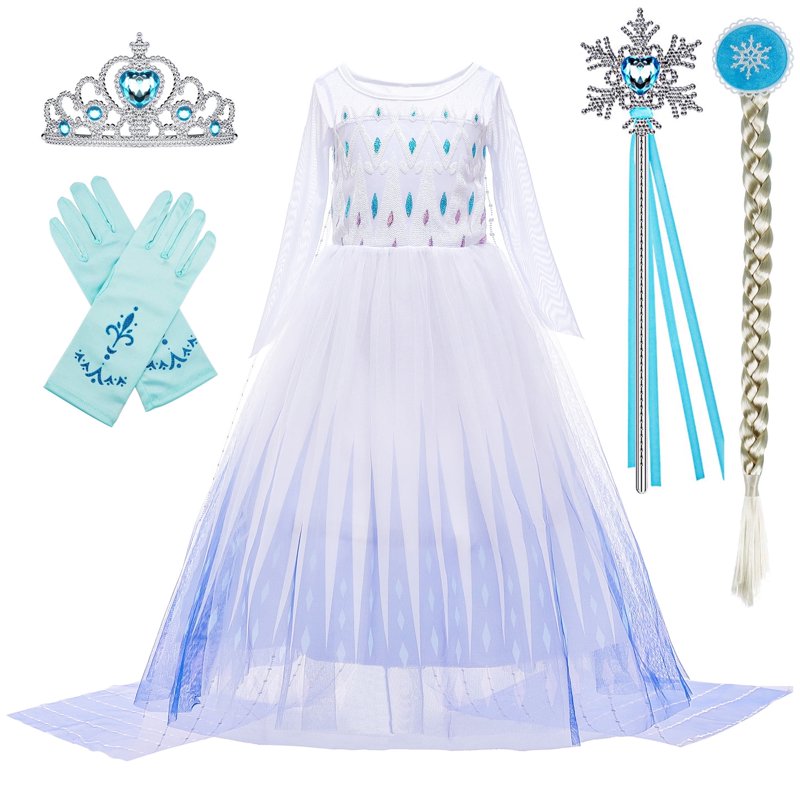 Girls Elsa Costume Dress with Accessories - Snow Queen Act 2, 110cm, Variation of THIS listing