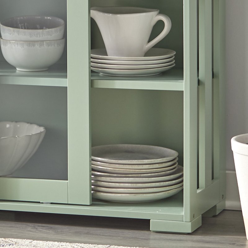 Stackable Wood and Glass Storage Cabinet - Mint Green