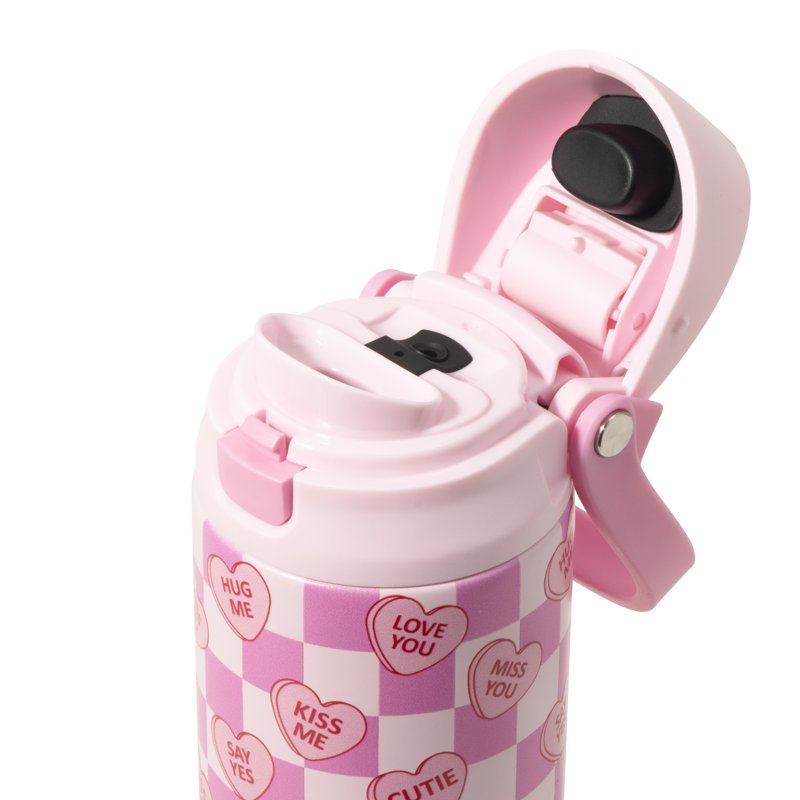 24oz Insulated Stainless Steel Water Bottle with Straw & Chug Lid - Candy Hearts