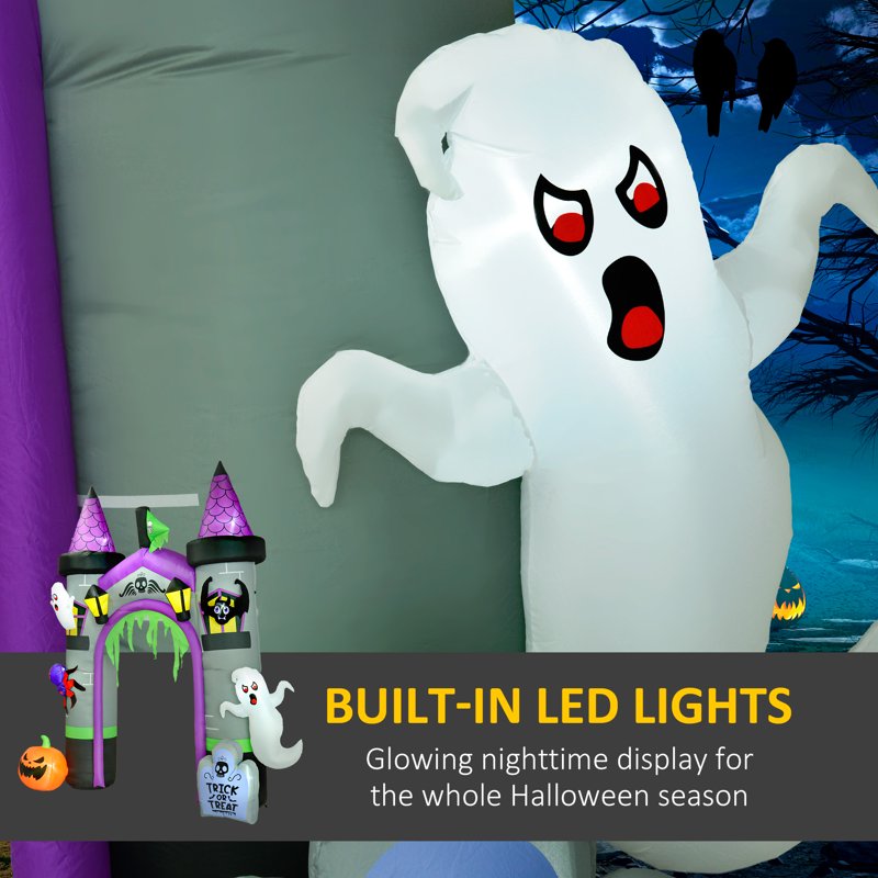 Halloween Inflatable Archway Ghost Pumpkin Spider with LED Lights - 11.8' Large Decor, Outdoor Indoor