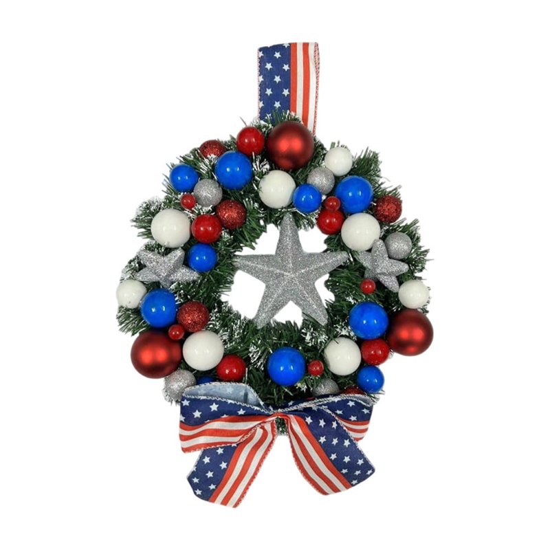 Patriotic Wreath Decorations - Independence Day Red, White & Blue Wreath - Outdoor Indoor Decor - Variation 0E