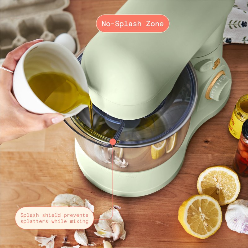 3.5 Qt Stand Mixer - Sage Green with Beater, Hook & Whisk