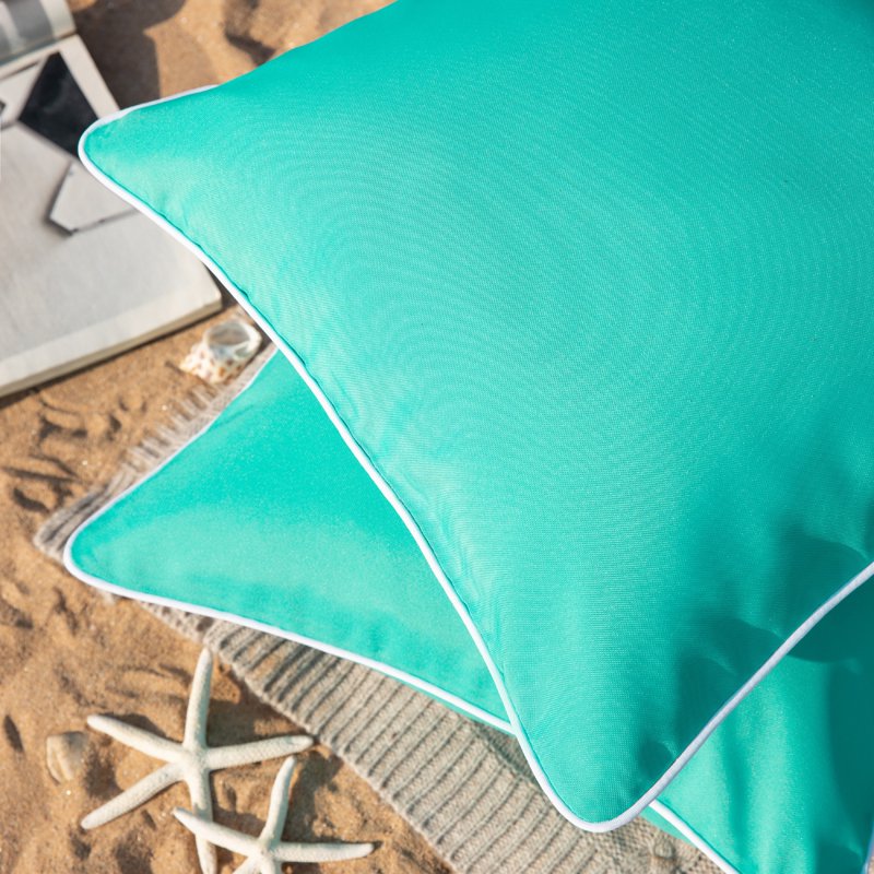 Outdoor Waterproof Throw Pillow 20x20 Inches - Turquoise 2 Pack - Patio & Garden Decor