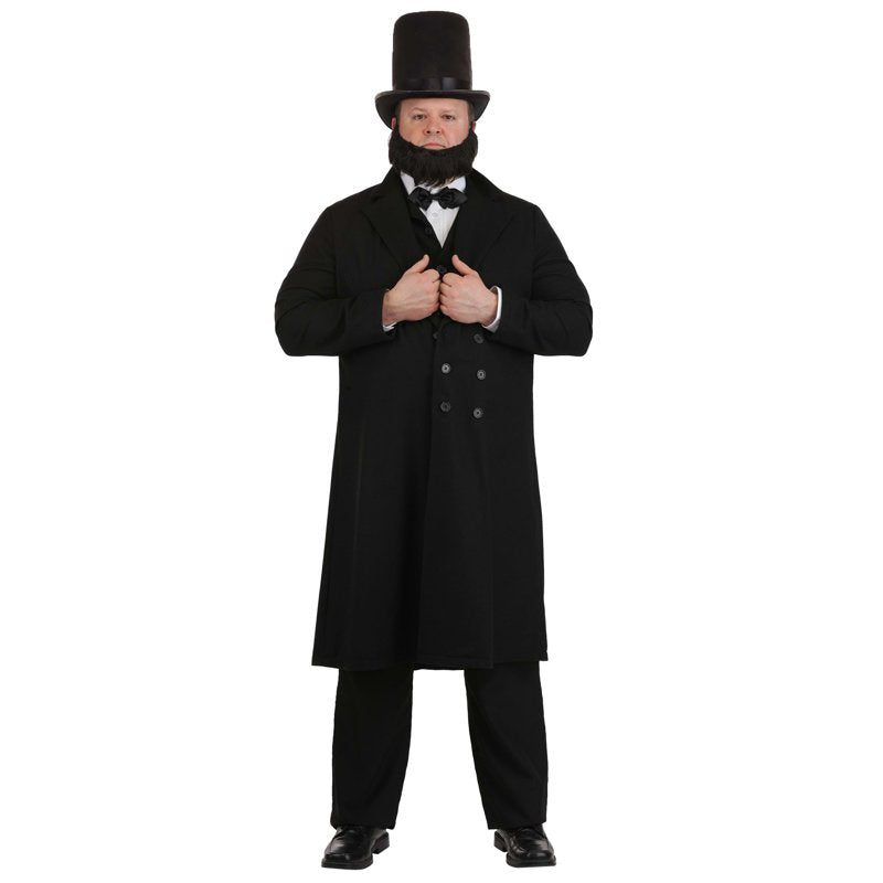 Plus Size Abraham Lincoln Costume for Men 2X with Hat & Beard - Halloween, Reenactment