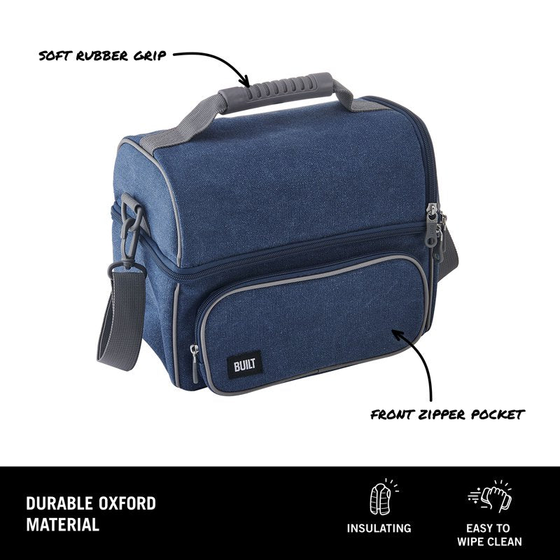 Henry Adult Lunch Bag - Navy with Water Bottle Compartment
