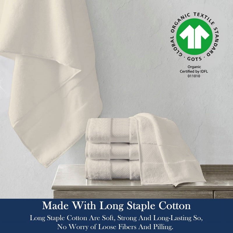 Delara Organic Cotton Towel Set - Ivory, 20-Piece Luxury Plush 650 GSM