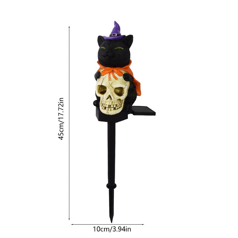 Halloween Outdoor Solar Ground Lights - Black-BK Clear Accent, Spooky Yard Decor
