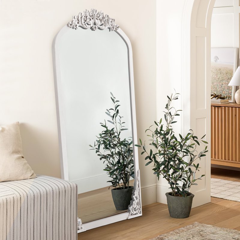 71x30 Arch Full-Length Vintage Mirror White - Elegant Full Body Dressing Mirror