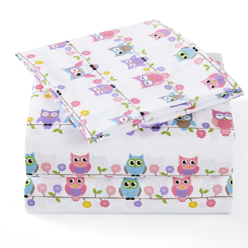 Kids Colorful Owls Twin XL Microfiber Sheet Set - Sweet Home Collection