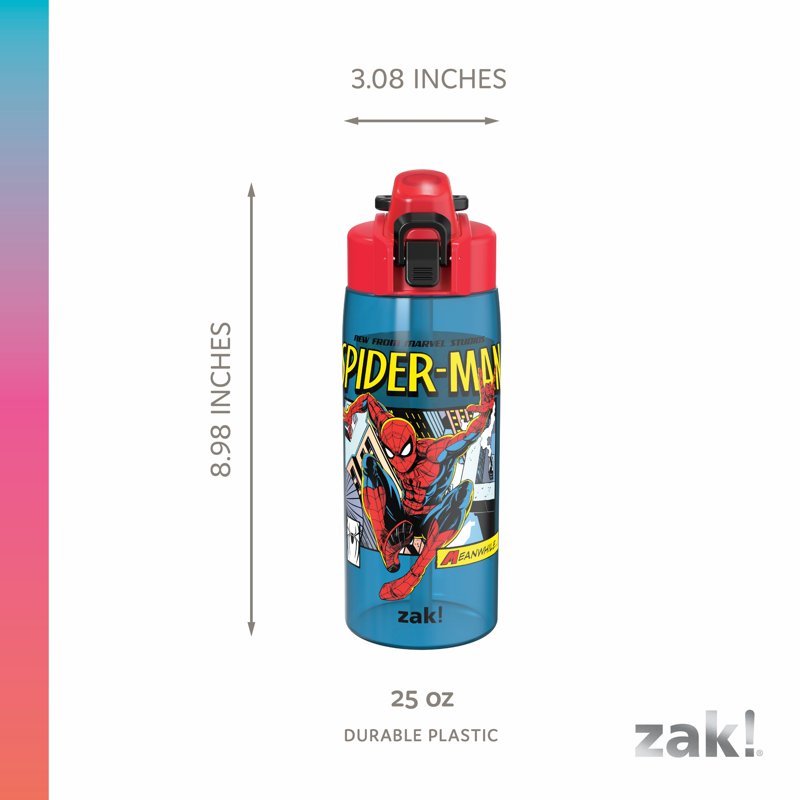 Spiderman Water Bottle - 25oz Durable Plastic - Blue