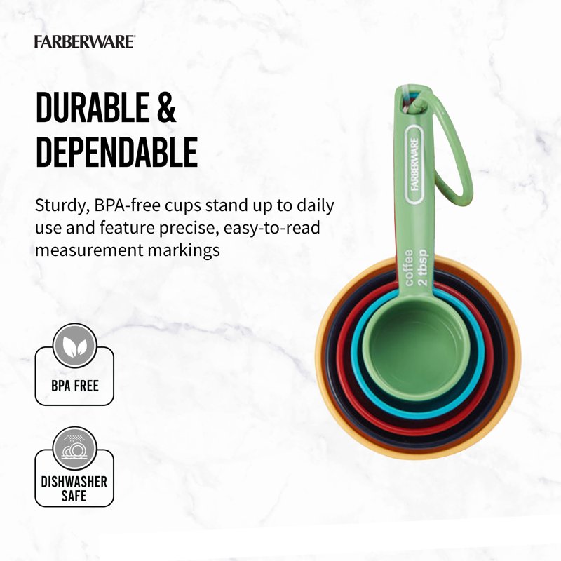 Nesting Measuring Cup Set with Bonus Coffee Scoop - Rainbow