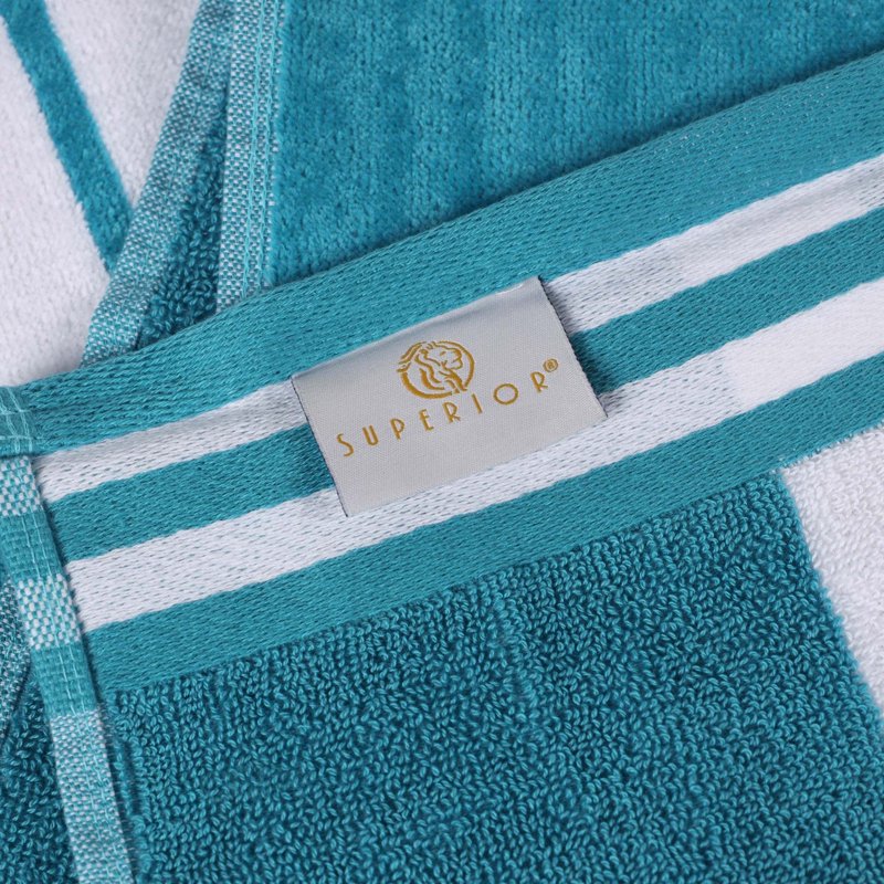 Oversized Cotton Striped Beach Towel Set of 4 - Turquoise, 34 x 64 inches - Beach & Pool Towels - Variation of Beach Towel 4-Pack