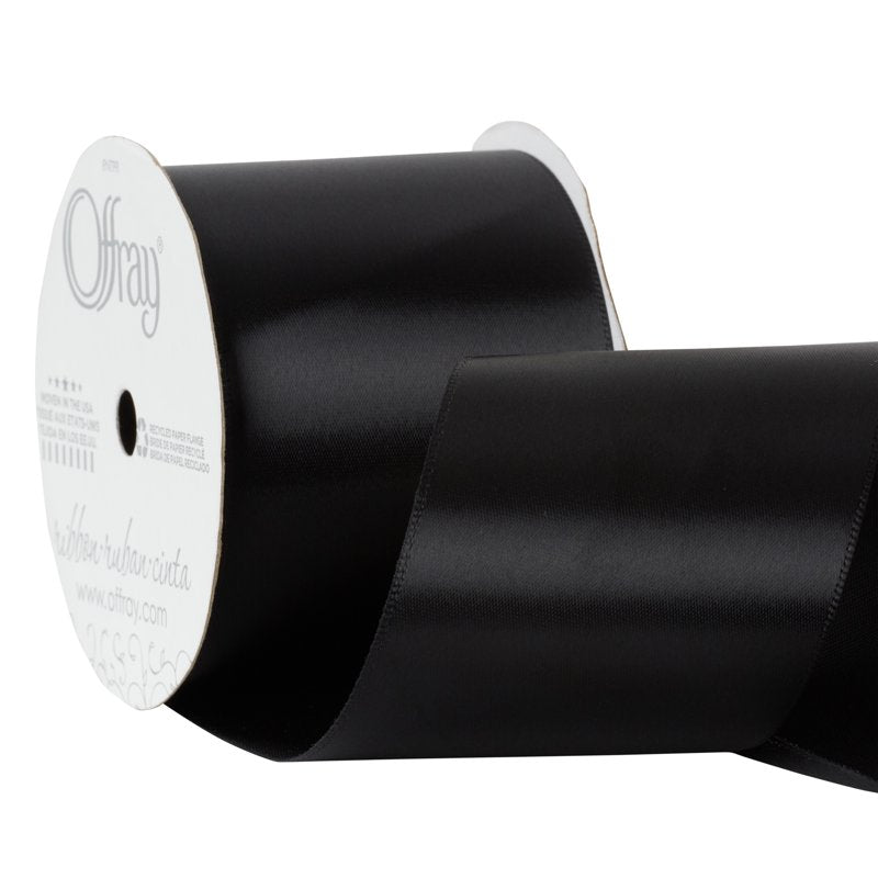 (3 Pack) Offray Black Satin Ribbon 2 1/4 Inch Wide, 9 Feet Each - Craft & Gift Wrap