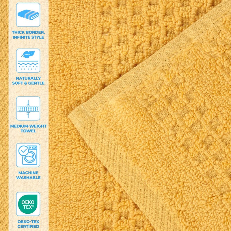 Gold Cotton Waffle Textured 3-Piece Towel Set - Superior Playa Zero Twist