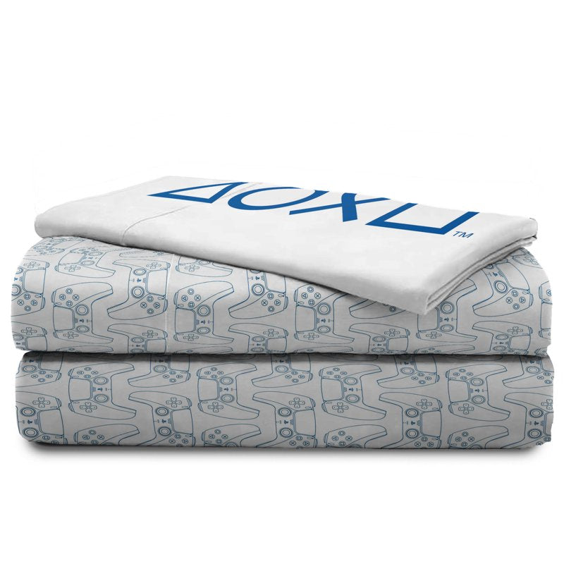 PlayStation Kids Twin Bed Sheet Set - 3-Piece White Microfiber Bedding