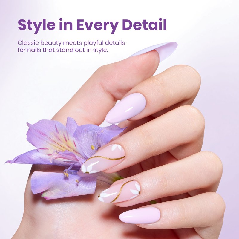 Lavender Milk Gel Nail Polish - Salon-Quality Glossy Lilac Finish 0.51 fl oz