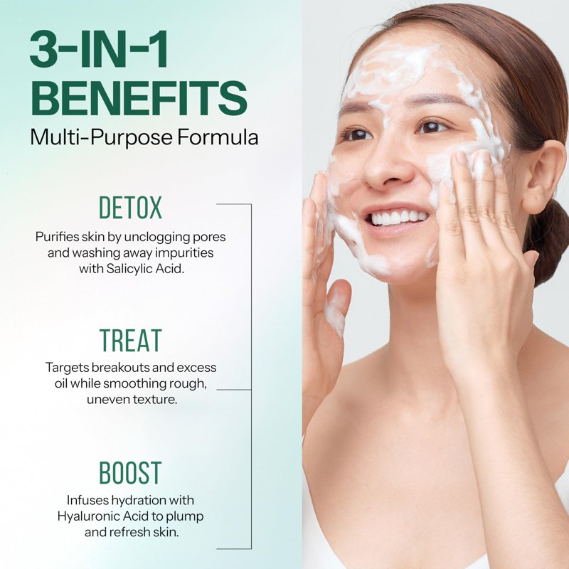 Hyaluronic & Salicylic Acid Foaming Facial Cleanser for Oily Skin, 5.07 Fl Oz