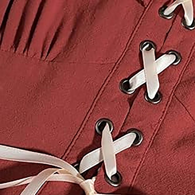 Women Medieval Renaissance Dress Red M Costume Vintage Long Sleeve Round Neck