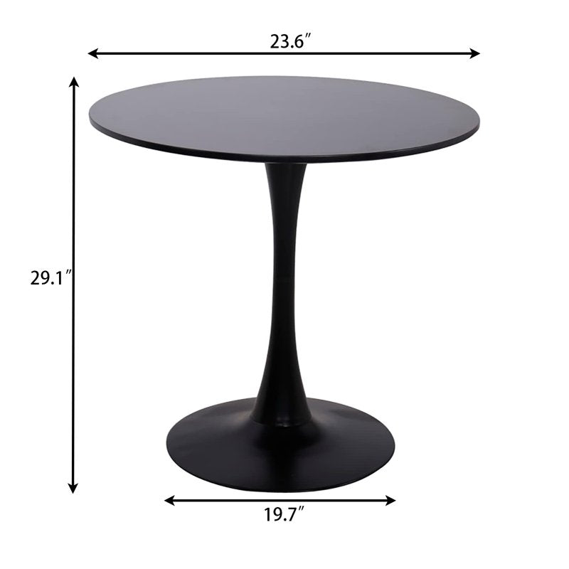 23.6" Round Dining Table for 2 - Compact Wood Table - Black