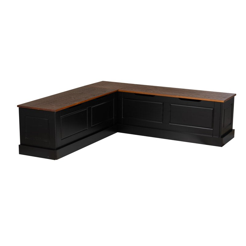 Corner Dining Breakfast Nook with Storage - Black/Walnut