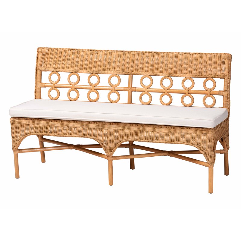 Oxford Boho Dining Nook Bench Set - 2-Piece Light Honey Rattan