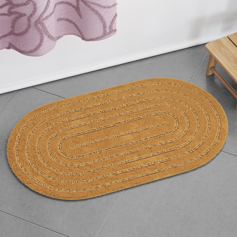 Oval Cotton Bath Rug - Drew Barrymore Beautiful Amber Yellow 20x34 Inches