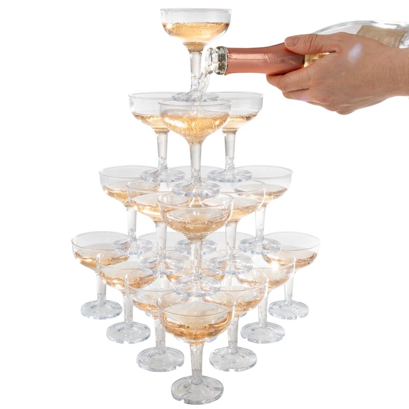 100-Pack 5oz Reusable Plastic Champagne Glasses - Shatterproof