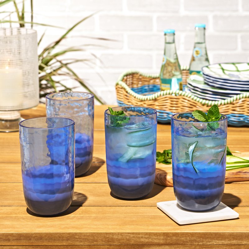 22 oz Colorblock Acrylic Tall Tumbler Set - 4-Piece