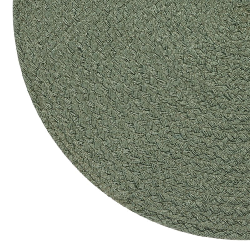 Hedge Green Round Braided Placemat - 14" Diameter, 4 Pack