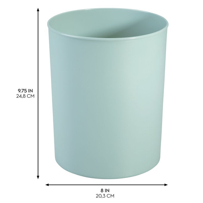 Round Bathroom Wastebasket - BPA-Free Plastic, Aqua