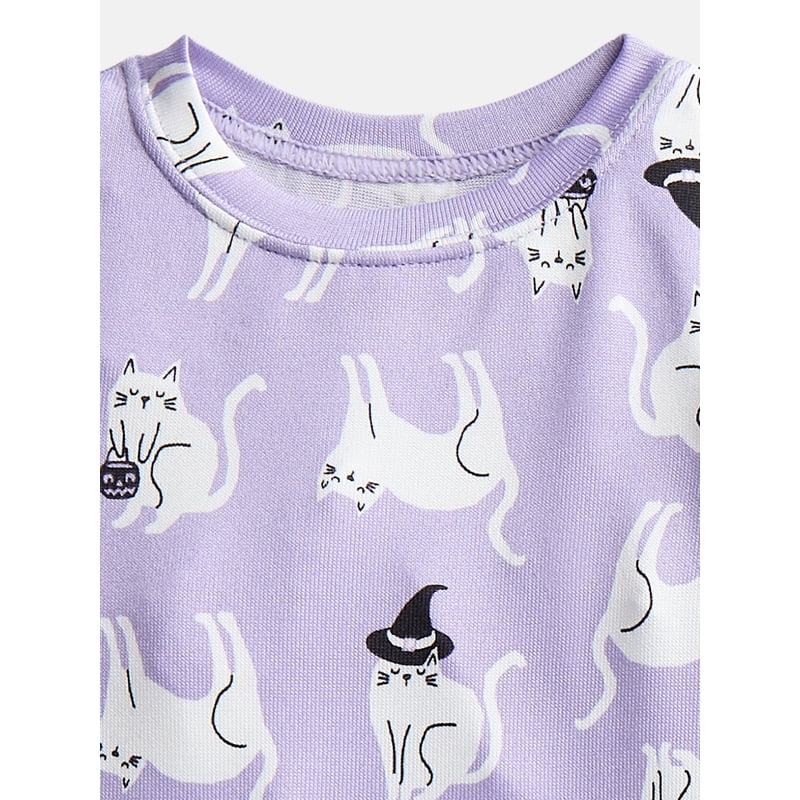 Spring Lilac Halloween Girls' Long Sleeve Pajama Set - Size 7, 2-Piece