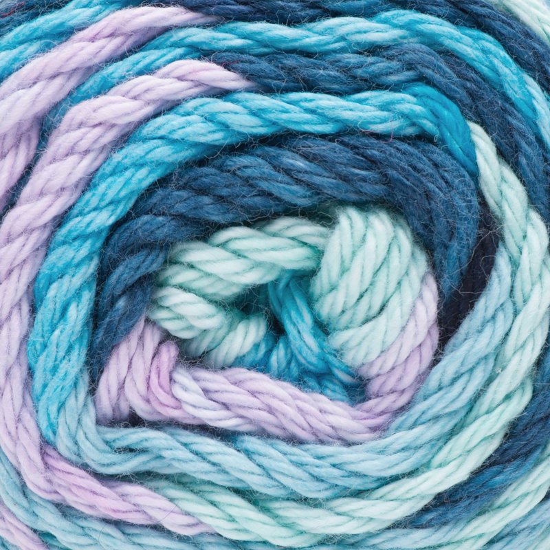 Medium Cotton Yarn - Self-Striping Worsted Weight, Evening Sea, 102 Yards