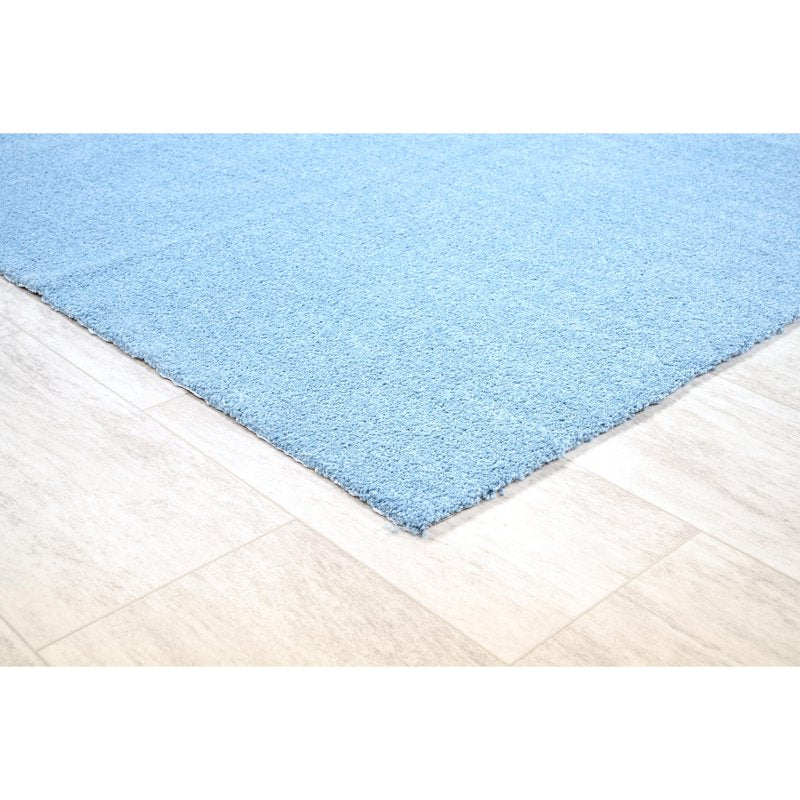 Bathroom Rug 4x6 ft Blue Washable Polypropylene Non-Slip Bath Mat - Garland Gramercy Variation