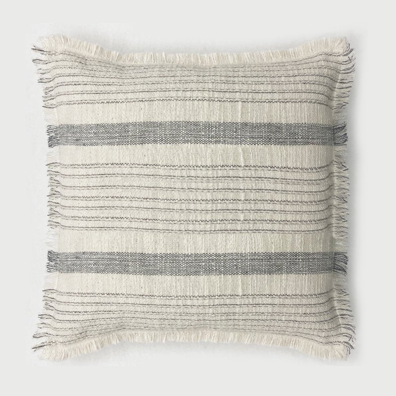 (2 Pack) Gray Striped Fringe Decorative Throw Pillow - 20x20 inch Cotton Cover, Plush Polyester Fill, Indoor Use - Variation of THIS listing 2