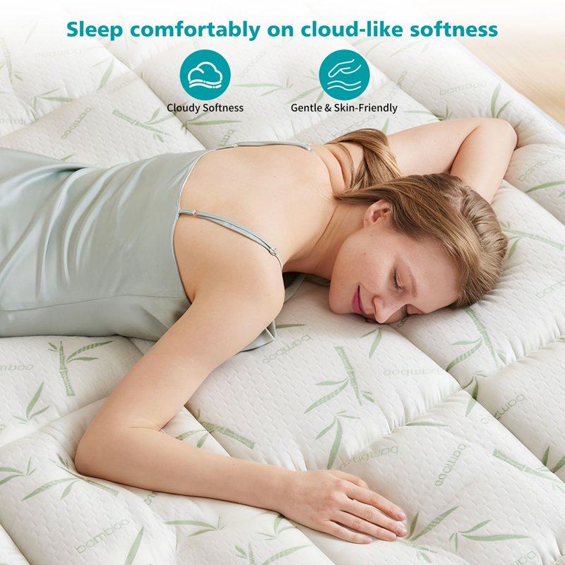 Gianna Cooling Mattress Pad Cover Full Avocado Green - Ultra Soft Sleep Topper